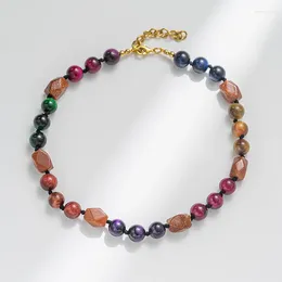 Choker Colourful Tiger Stone Fashion Beaded Short Necklaces