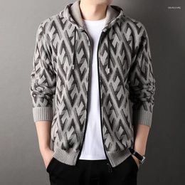 Men's Sweaters 2023 Autumn/Winter Knitted Zipper Sweater Cardigan Plush Thickened Fashion Hooded Jacket