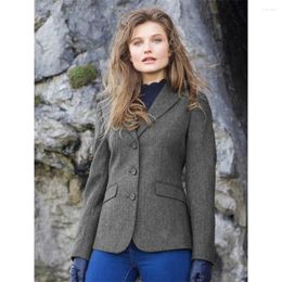 Women's Suits Herringbone Tweed Suit Jacket Single Breasted 3 Button Coat Autumn Casual Stylish Ladies Clothing In Outerwears