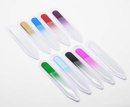 50X 35quot 9CM Glass Nail Files with plastic sleeve Durable Crystal File Nail Buffer Nail Care Colourful 5517925