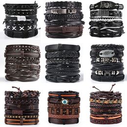 Charm Bracelets Vintage Men's Leather Bracelet European And American HIgh Quantity Woven Suit Multi-layer Jewellery For Men