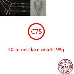 C75 S925 Sterling Silver Necklace Personalized Fashion Punk Hip Hop Style Jewelry Triple Chain Cross Flower Letter Shape Gift for Lover