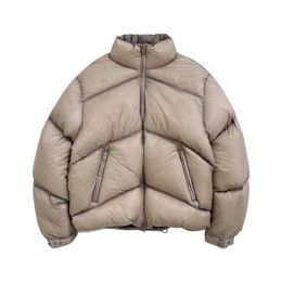 Winter Thick Stand Collar Zipper Light Cotton Jacket White Duck Down Coat Ovesize Representd XL Man