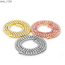 3mm4mm5mm alloy inlaid rhinestone tennis chain necklace hip-hop all-match necklace Cuban chain