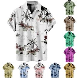 Men's Casual Shirts Long Sleeved Top Men Coconut Tree 3d Printing Outdoor Street Print Fashion Design Sleeve Blouse Pajama Romper