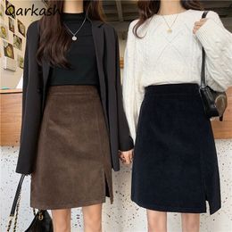 Skirts Skirts Women S-4XL College Fashion Mujer Falls Casual Daily Pure Ulzzang Corduroy Thicker Fall Warm and Comfortable Simple Retro 230403