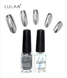 2pcs 6ml Mirror Nail Polish Metallic Lacquer Silver Nail Mirror Effect Metal Gel Polish Base Top Coat Nails Art Tips8954259