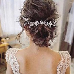 Hair Clips Bride Headwear Handmade Pearl Soft Chain 50cm Length Beaded Hairband