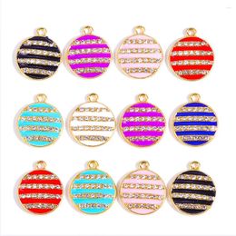 Charms 10Pcs Exquisite Enamelled Circular Love Heart Crystal Alloy For Earrings Bracelet Necklace DIY Jewellery Pendants Ornament