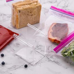 Hooks Bpa-free Plastic Bag Holder Food Storage Hands-free Stand Reusable Zipper Lock For Freezer
