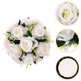 Decorative Flowers Home Decor Floral Bouquet Ball Flower Arrangement Artificial Fake Blossom White Centrepiece Balls