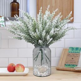 Decorative Flowers 2pcs Flocking Artificial Lavender Branch Plant Home Garden Decoration Table Wall Decor DIY Vase Wedding Party