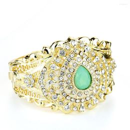 Bangle Sunspicems Trendy Gold Color Women Crystal Morocco DuBai Mint Green Bridal Wedding Jewelry Bijoux