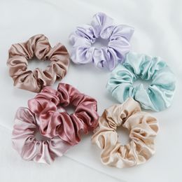 Hair Rubber Bands 5PCSLot Fashion Silk Satin Scrunchies Headband Large Elastic Rubber Hair Band Women Gilrs Ponytail Holder Hair Ties Accessories 230403