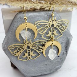 Hoop Earrings Golden Moon Butterfly Asymmetric Design Irregular Rhinestone Wedding Festive Banquet Women's Jewellery
