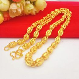 Wide 8mm Weight 51g Chains Necklaces Men's Lantern Bamboo Necklace Brass Plated Hollow Bamboo Jewellery