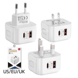 20W Fast Quick Charger Type c PD USB-C Wall Charger Dual Ports Eu US UK Power Adapter For Iphone 11 12 13 14 15 Samsung Huawei Xiaomi with Box F1