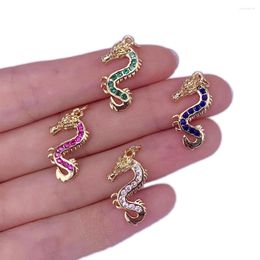 Pendant Necklaces Fashion Colourful Animal Metal Dragon Cubic Zirconia Gold Plated Necklace Keychain DIY Hip Hop Jewellery Accessories 2023