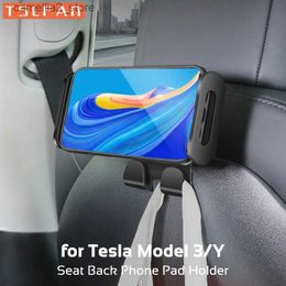 Car Holder Seat Back Phone Holder for Tesla Model 3/Y Dual Hooks 360 Degree Rotate Clip Headrest Bracket for IPad Pad Car Accessories Q231104