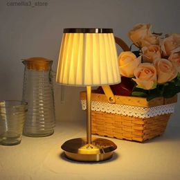 Desk Lamps Vintage fabric cover table lamp touch switch desk lamp bedside table IP40 waterproof lamp outdoor dining table decorative lamp Q231104
