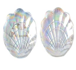 Nail Art Shell Glass Plate Mermaid Dish for Small Trinke Fancy Jewellery Storage Plates Tray Ring Trinket Showcase Wedding Decoratio5546173