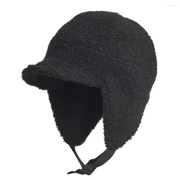 Berets Outdoor Fleece Warm Winter S With Visor Windproof Earflap Skull Cap Trapper Hunting Ski Hat