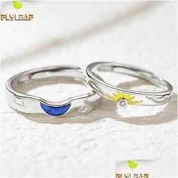 Rings 925 Sterling Sier Zircon Sun Moon Open Lovers Ring Romantic Couple Student Fine Jewelry Flyleaf Drop Delivery Dhgarden Dhkey