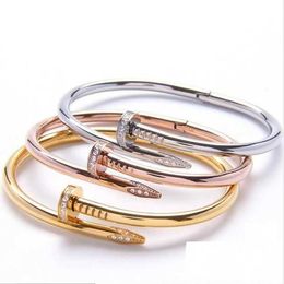 2023 explosive bracelet Nail Bracelet men's and women's titanium steel 18k rose gold diamond inlaid fashion simple personality Korean version non fading Jewellery