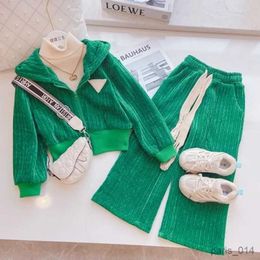 Clothing Sets Junior Girls' Clothing Spring and Autumn Suit Kid's Zipper Jacket Sports Trousers Two Piece Set 4-12Y