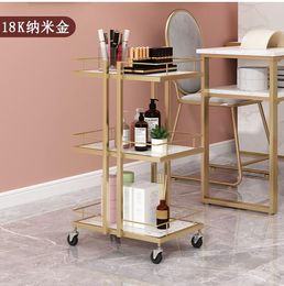 Beauty salon light luxury trolley net red cosmetics nail storage removable shelving iron art special tool car