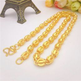 6mm 8mm / 600mm 24kGP Figaro Chain Men's Round Bead Jewellery Solid Cuban Necklace