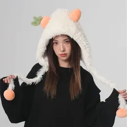 Berets Cute Carrot Shape Plush Ear Protector Women's Caps Autumn And Winter Fashion Warm Funny Cartoon Street Snap Bomber Hats For Men
