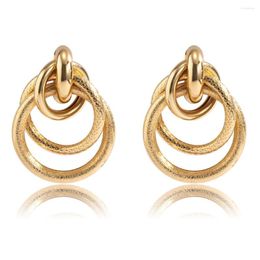 Hoop Earrings Fashion Gold Colour Metal Drop Simple Multilayer Knot Twist Earring For Women Statement Jewellery 2023 Pendiente