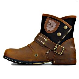 Boots OTTO ZONE England Western Genuine Leather Mens Motorcycle Buttons Ankle Men's Casual 5008-1-7-AB