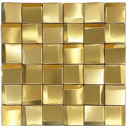 3D-Goldwand-Mosaik-Backsplash-Fliese, Wandpaneele, Metall-Mosaikplatten, Hotel-Lobby, Bar, Restaurant, Umgestaltung, goldene Wand, Metallfliesen, Netzmontage, 11 Platten