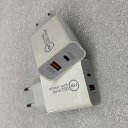 18W 20W Fast Phone Charger Dual Port USB Type-C PD Wall Charging for EU/US/UK/AU Plug with Retail Box