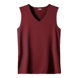 Men's Tank Tops Summer Ice Silk Traceless Thin Breathable Colour V-Neck Sleeveless Top Men Shirts Y2k Clothing