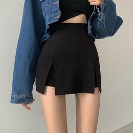 Skirts Women's Black Fashion Bodycon Ins All Match Street Clothing Summer Women's Asymmetric Mini Sexy Korean Pure Aesthetic Shorts 230403