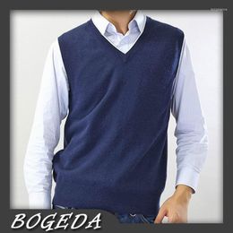 Men's Vests Pure Cashmere Sweater Men Vest V Neck Gray Business Blue Natural Fabric High Quality Stock Clearance