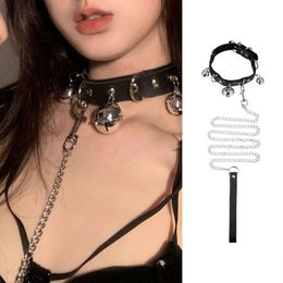 Small Group Design Bell Collar Female Strap Black and White Necklace Choker Collarbone Neck Chain Trend