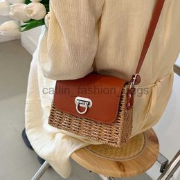 Shoulder Bags Women's summer straw bag women's handmade women's handbag small square bag vacation beach bag soul bagcatlin_fashion_bags