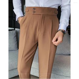 Men's Suits Fashion Formal Trousers Chic Brown Solid Color Pants Slim Fit Wedding Casual Business Dress For Men High-end