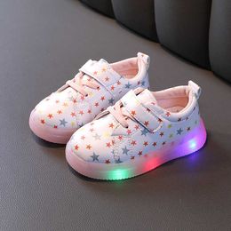 Athletic Outdoor New Children's Gypsophila Print Light-up Shoes Girls Cute Fashion LED Light-up Shoes Flats Sneakers dents Cool Cute Hot