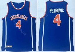 Drazen Petrovic Jerseys 4 Men College Basketball Jugoslavija Jerseys Sale University Team Blue Breathable For Sport Fans Excellent Quality