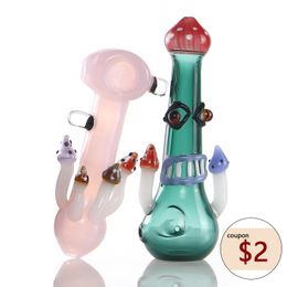 Mushroom Smoking Pipe Heady Hookah Pyrex Spoon Glass Pipes Tobacco Dry Herb Full Colour