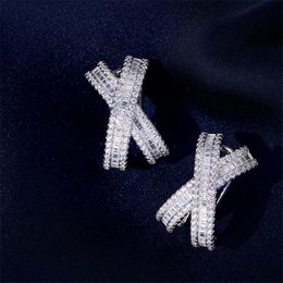 Diamond Stud Earring Real 925 sterling silver Engagement Wedding Earrings for Women Bridal Gemstones Jewelry