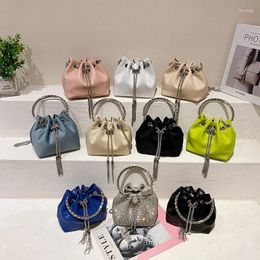 Evening Bags Luxury Shining Flash Drilling Diamond Drawstring Bucket Bag Women Chain Shoulder Crossbody With Metal Handle Handbag