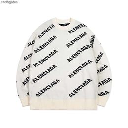 Thickened Letter Sweater Layer Balencaiiga Loose Knitted Sweaters Double High Bullet Screen Quality Jacquard Paris Men's Women's Label Family 3od4