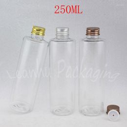Storage Bottles 250ML Transparent Bottle With Aluminium Screw Cap 250CC Shampoo / Lotion Water Packaging Empty Cosmetic Container