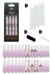 30pcs Full Cover False Nails Press on Long Ballerina Coffin Acrylic Nail Tips Manicure Tool For Christmas Gift6629076